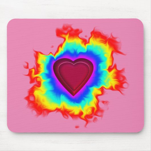 Psychedelische Aura Dubbel Hart Muismat (Voorkant)