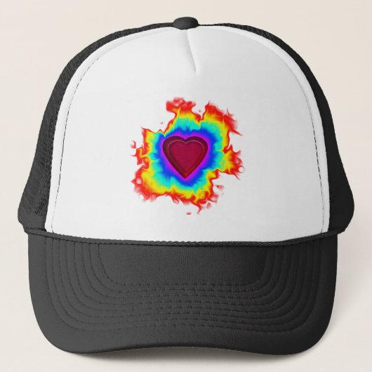 Psychedelische Aura Dubbel Hart Trucker Pet (Voorkant)