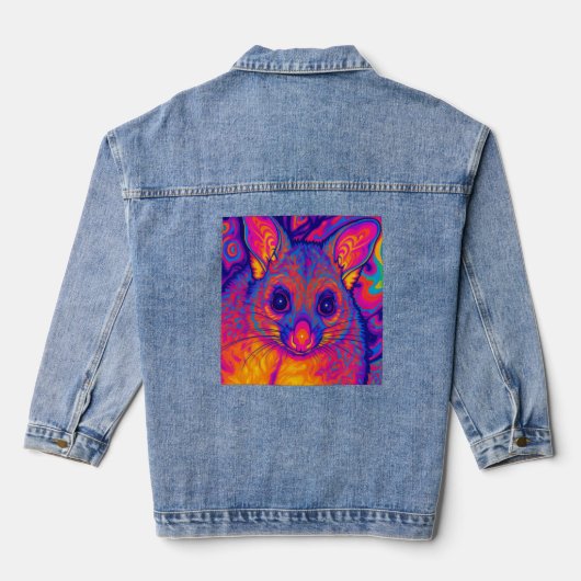 psychedelische Australische Bushtailed possum Denim Jacket (Achterkant)