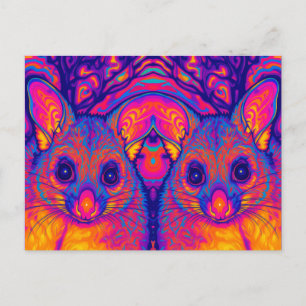 psychedelische Australische Bushtailed possum Feestdagenkaart