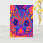 psychedelische Australische Bushtailed possum Kaart (Gele Bloem)