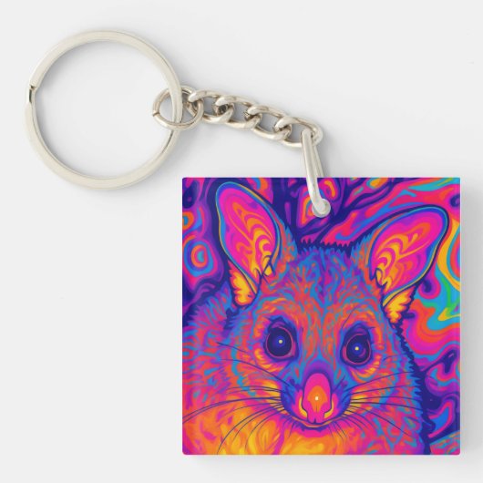 psychedelische Australische Bushtailed possum Sleutelhanger (voorkant)