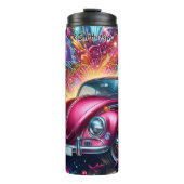 Psychedelische auto in een explosie van kleur thermosbeker (Voorkant)