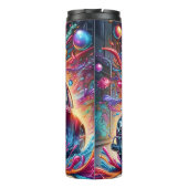 Psychedelische auto in een explosie van kleur thermosbeker (Achterkant)