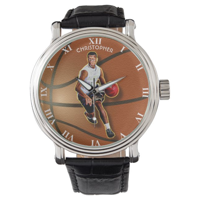 Psychedelische Basketball Player met gloed Horloge (Voorkant)