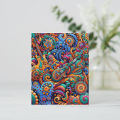 Psychedelische Batik Gitaar Art-Kleurrijke Retro M (Staand voorkant)