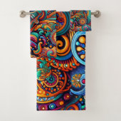 Psychedelische Batik Gitaar Art-Kleurrijke Retro M Bad Handdoek (Insitu)