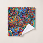 Psychedelische Batik Gitaar Art-Kleurrijke Retro M Bad Handdoek (Wasdoekje)