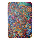 Psychedelische Batik Gitaar Art-Kleurrijke Retro M Badmat (Voorkant Verticaal)