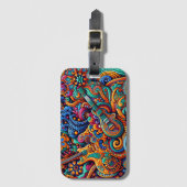 Psychedelische Batik Gitaar Art-Kleurrijke Retro M Bagagelabel (Voorkant (verticaal))