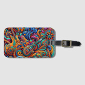 Psychedelische Batik Gitaar Art-Kleurrijke Retro M Bagagelabel (Voorkant (horizontaal))