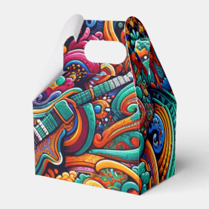 Psychedelische Batik Gitaar Art-Kleurrijke Retro M Bedankdoosjes