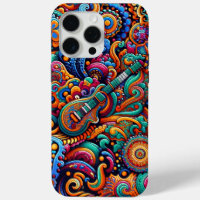 Psychedelische Batik Gitaar Art-Kleurrijke Retro M
