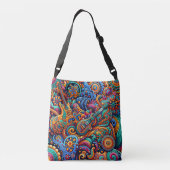 Psychedelische Batik Gitaar Art-Kleurrijke Retro M Crossbody Tas (Achterkant)
