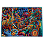 Psychedelische Batik Gitaar Art-Kleurrijke Retro M Groot Cadeauzakje (Voorkant)