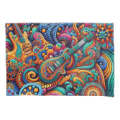 Psychedelische Batik Gitaar Art-Kleurrijke Retro M Kussensloop (Voorkant)