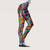 Psychedelische Batik Gitaar Art-Kleurrijke Retro M Leggings (Rechts)