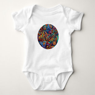 Psychedelische Batik Gitaar Art-Kleurrijke Retro M Romper