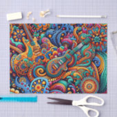 Psychedelische Batik Gitaar Art-Kleurrijke Retro M Tissuepapier (Craft)