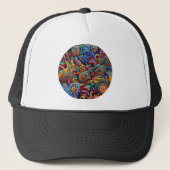 Psychedelische Batik Gitaar Art-Kleurrijke Retro M Trucker Pet (Voorkant)