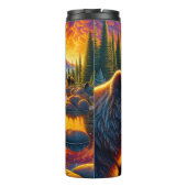 Psychedelische Beer Mountain Lake Sunset Thermosbeker (Achterkant)