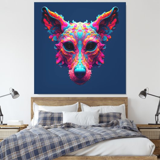 Psychedelische Beste Vriend - Hond Design T-shirt Canvas Afdruk (Insitu (Slaapkamer))