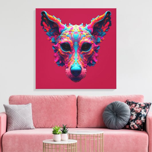 Psychedelische Beste Vriend - Hond Design T-shirt Canvas Afdruk (Insitu (Woonkamer))