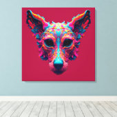 Psychedelische Beste Vriend - Hond Design T-shirt Canvas Afdruk (Insitu (Houten vloer))