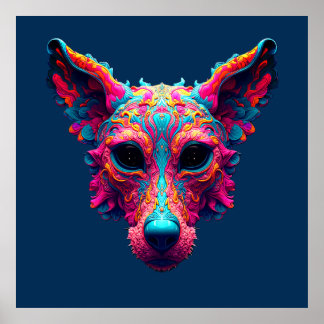 Psychedelische Beste Vriend - Hond Design T-shirt Poster