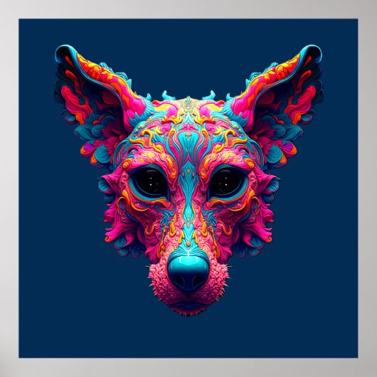 Psychedelische Beste Vriend - Hond Design T-shirt Poster (Voorkant)