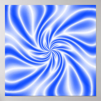 Psychedelische Blauwe Draaikolk Poster