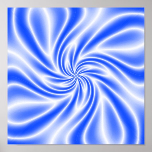 Psychedelische Blauwe Draaikolk Poster (Voorkant)