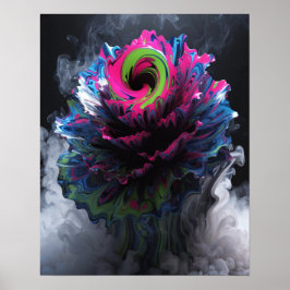 Psychedelische Bloeiend Ontwerp Muurposter Poster