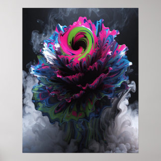 Psychedelische Bloeiend Ontwerp Muurposter Poster