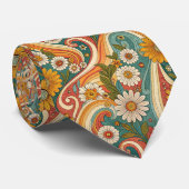 Psychedelische Bloem 1970s Aangepaste Halsband Tie Stropdas (Opgerold)