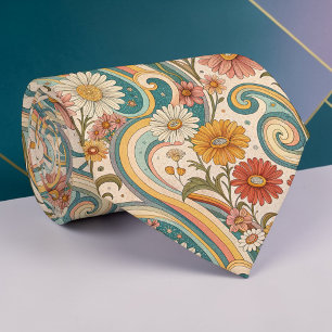 Psychedelische Bloem 1970s Aangepaste Halseband Kn Stropdas