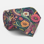 Psychedelische Bloem 1970s Aangepaste Halseband Ti Stropdas (Opgerold)