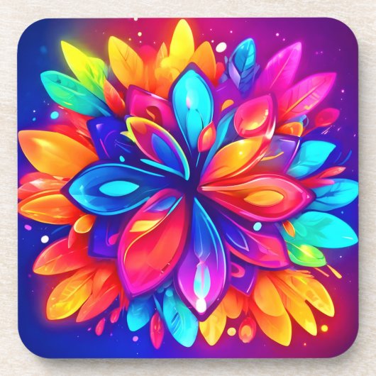 Psychedelische Bloem Kunstwerk Bier Onderzetter (Voorkant)