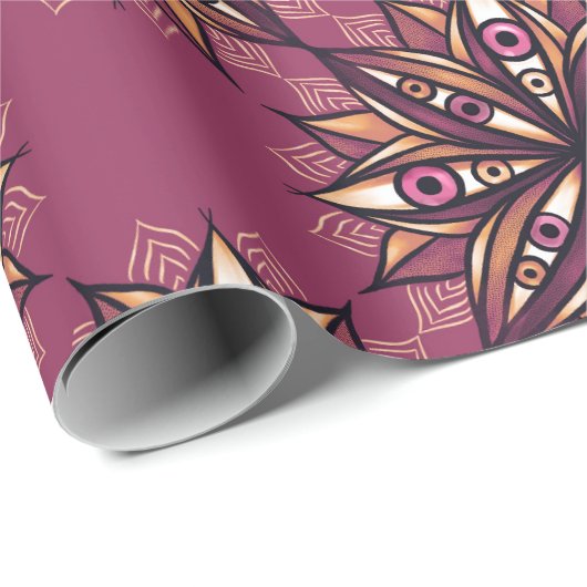 Psychedelische bloem met trippy griezelige ogen cadeaupapier (Rol Hoek)