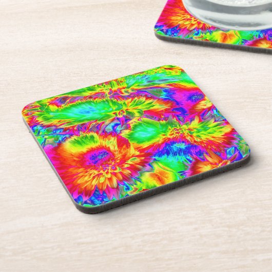 psychedelische bloemen 2 bier onderzetter (Linkerzijde)