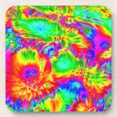 psychedelische bloemen 2 bier onderzetter (Voorkant)
