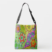 Psychedelische Bloemen Abstracte Kunst Crossbody Tas (Achterkant)
