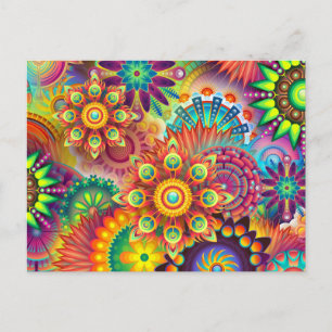 psychedelische bloemen briefkaart