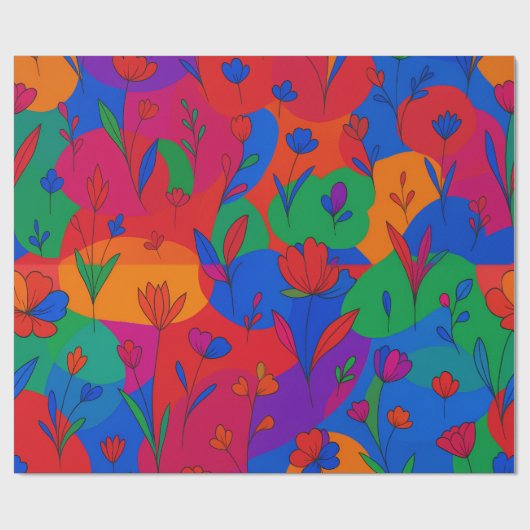 Psychedelische bloemen cadeaupapier (Vlak)