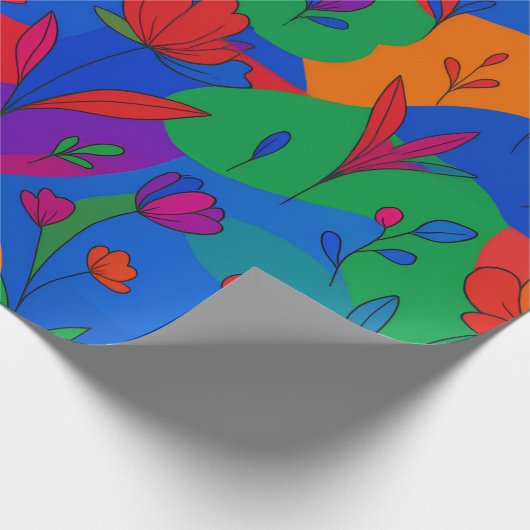 Psychedelische bloemen cadeaupapier (Hoek)