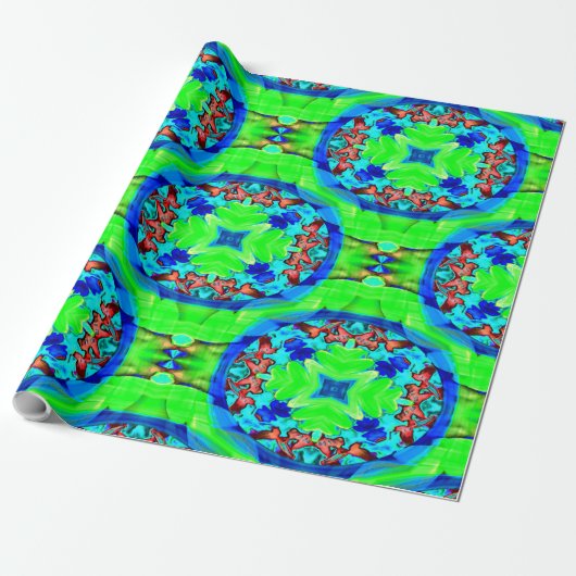 Psychedelische bloemen..... cadeaupapier (Uitgerold)