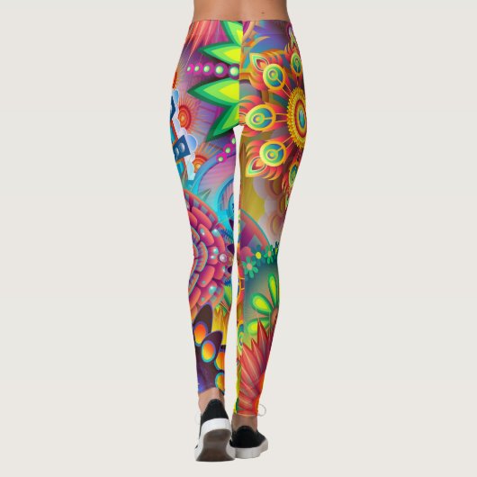 psychedelische bloemen leggings (Achterkant)