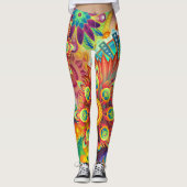 psychedelische bloemen leggings (Voorkant)