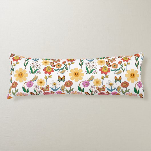 Psychedelische Bloemen Patroon x4 Lichaamskussen (Voorkant)