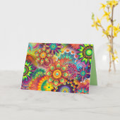 psychedelische bloemen wenskaart kaart (Gele Bloem)